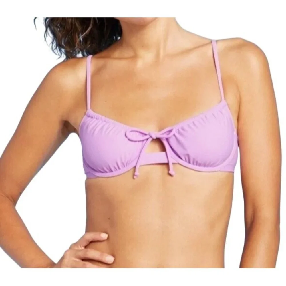 Juniors' Shirred Underwire Bikini Top - Xhilaration Lavender M‎